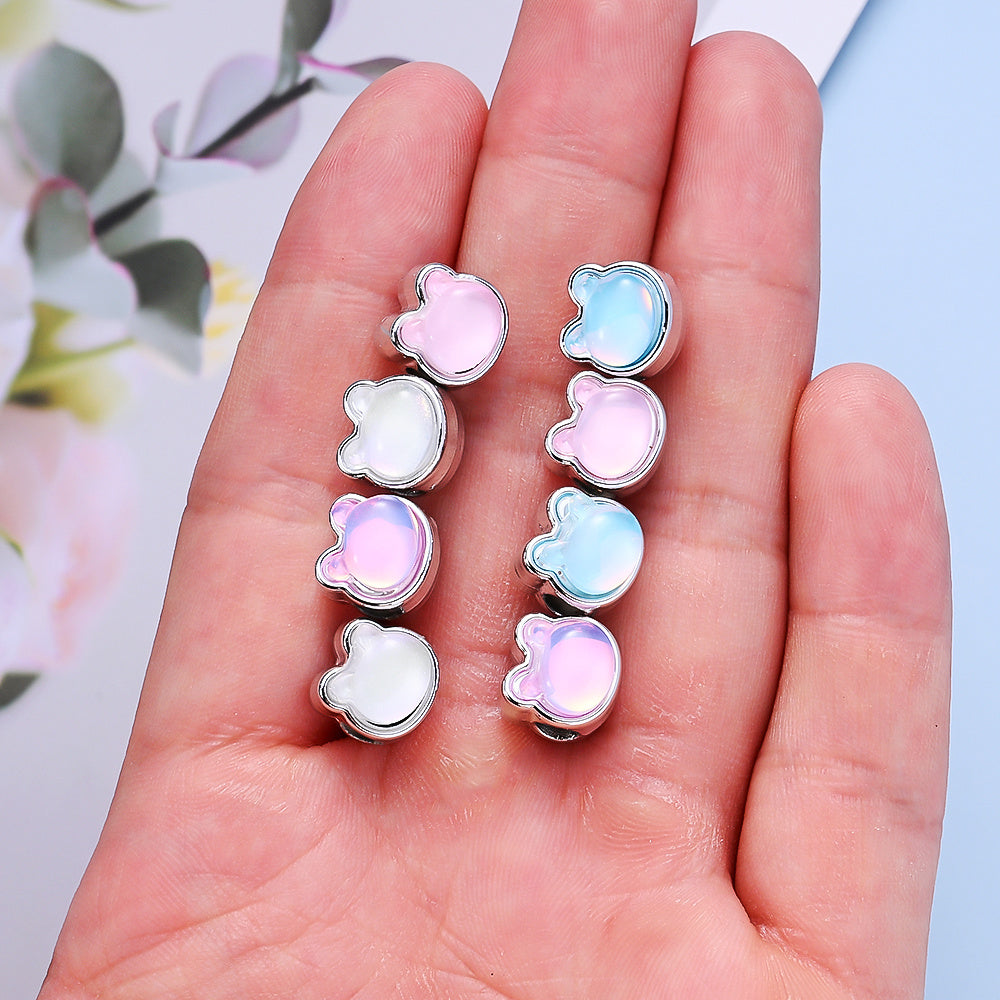 10x10mm Rhinestone Little Bear CCB Beads