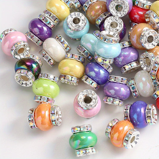 10pcs 13.5x14.5mm AB Rhinestone Acrylic Wheel Beads