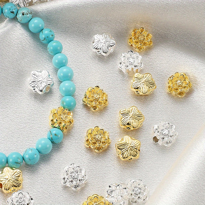20pcs Golden/Silvery Lotus Flower Spacer Beads