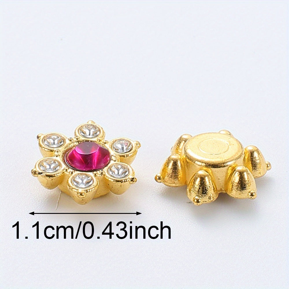 50pcs Six Petal Flower Rhinestone Acrylic Beads