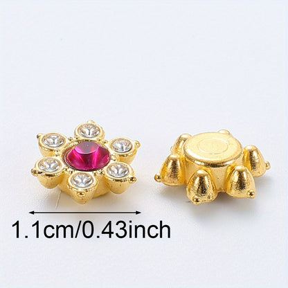 Six Petal Flower Rhinestone Acrylic Beads