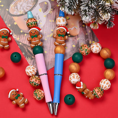 Retro Christmas 3D Santa Hat Silicone Beads, 25pcs