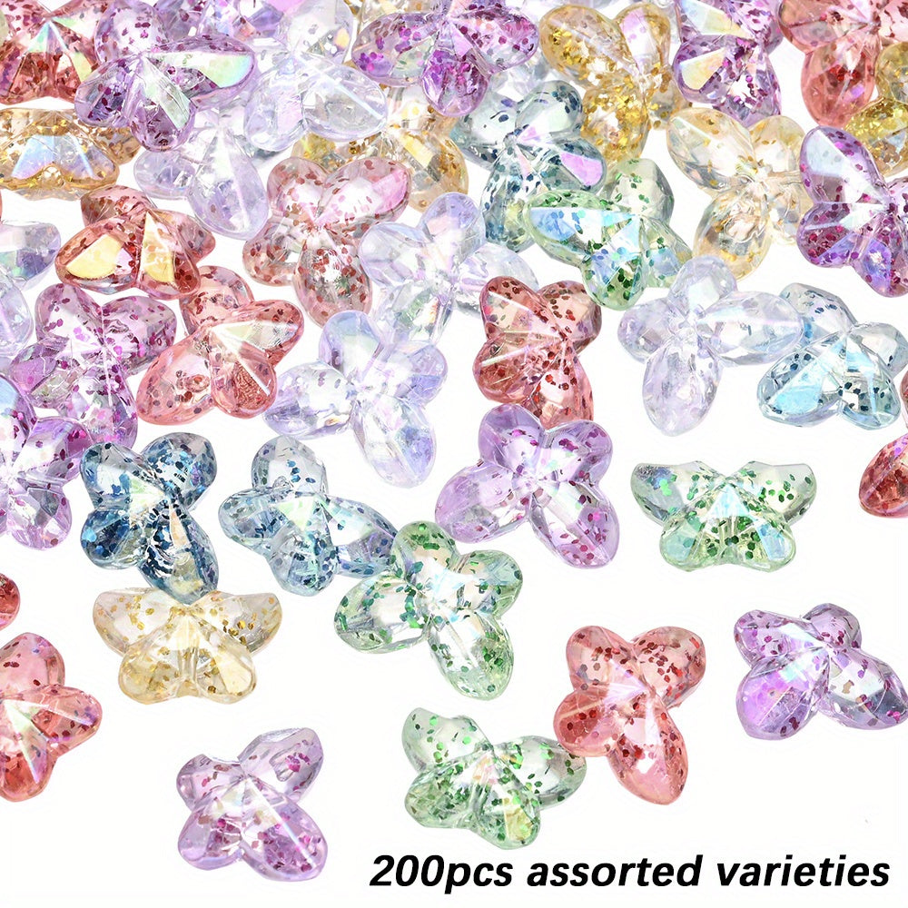 9x14mm AB Glitter Geometric Heart Star Flower Acrylic Beads