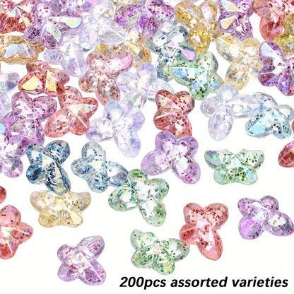 9x14mm AB Glitter Geometric Heart Star Flower Acrylic Beads