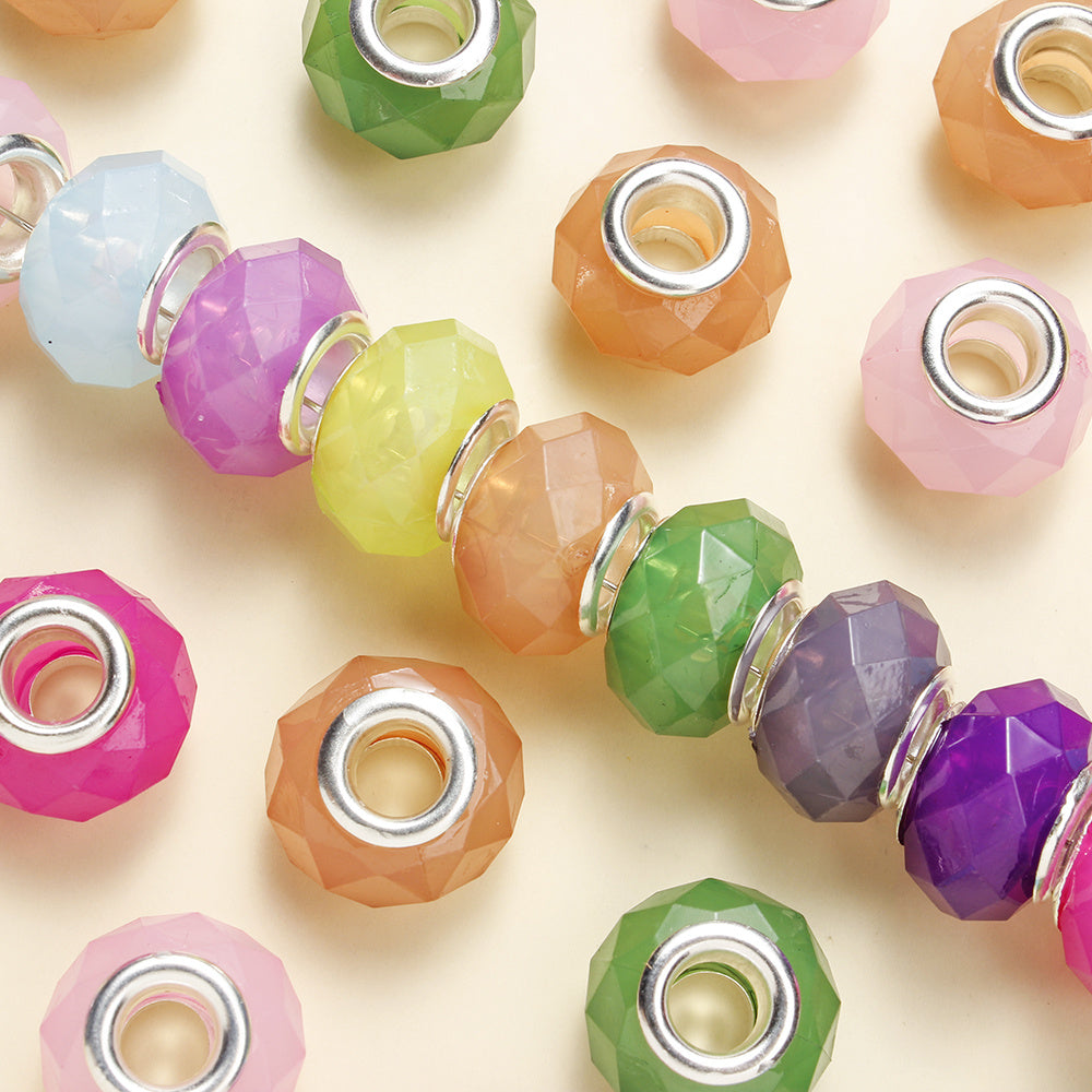 AB Multicolor Square Dice Acrylic Spacer Beads