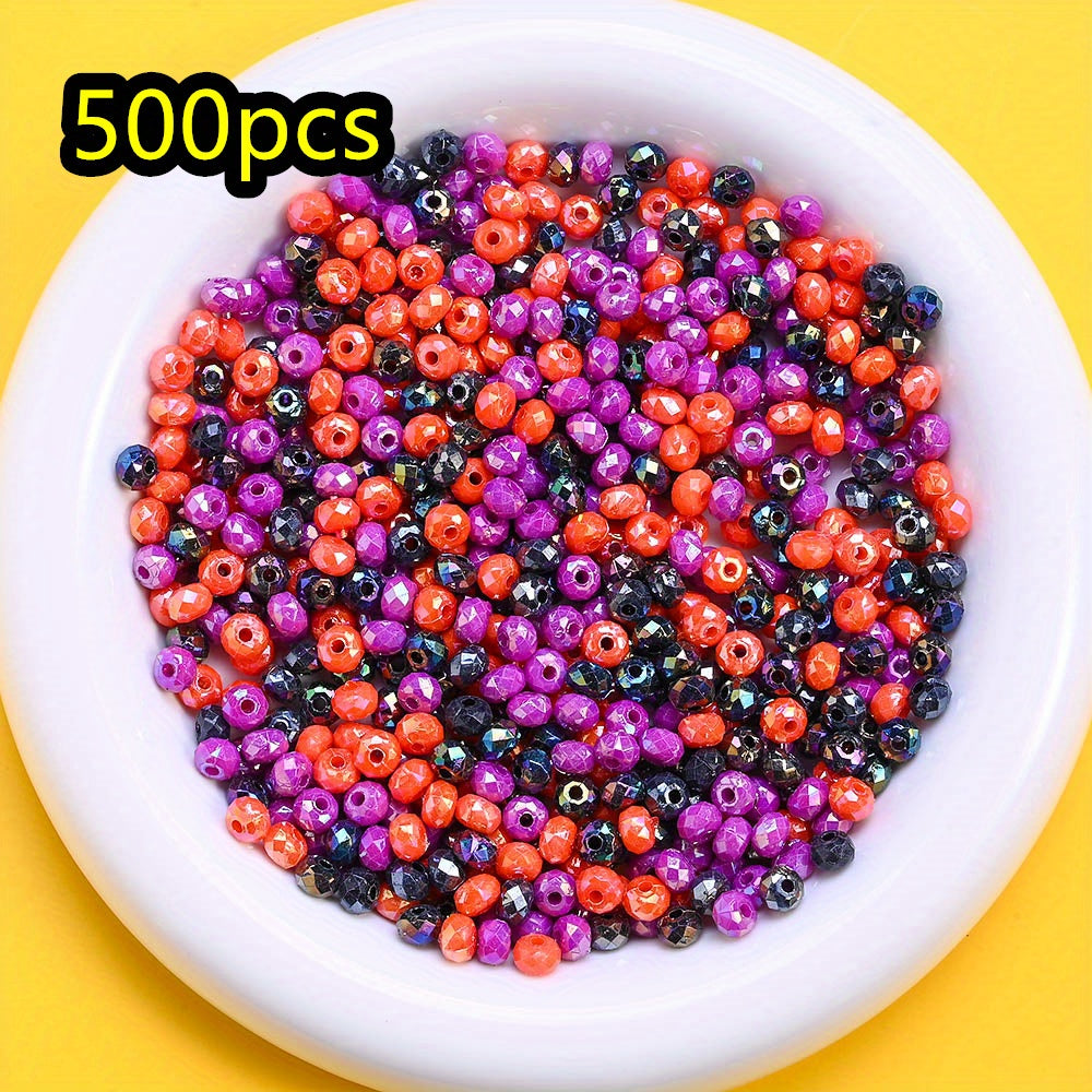 500pcs 6mm Halloween Faceted Acrylic Rondelle Beads