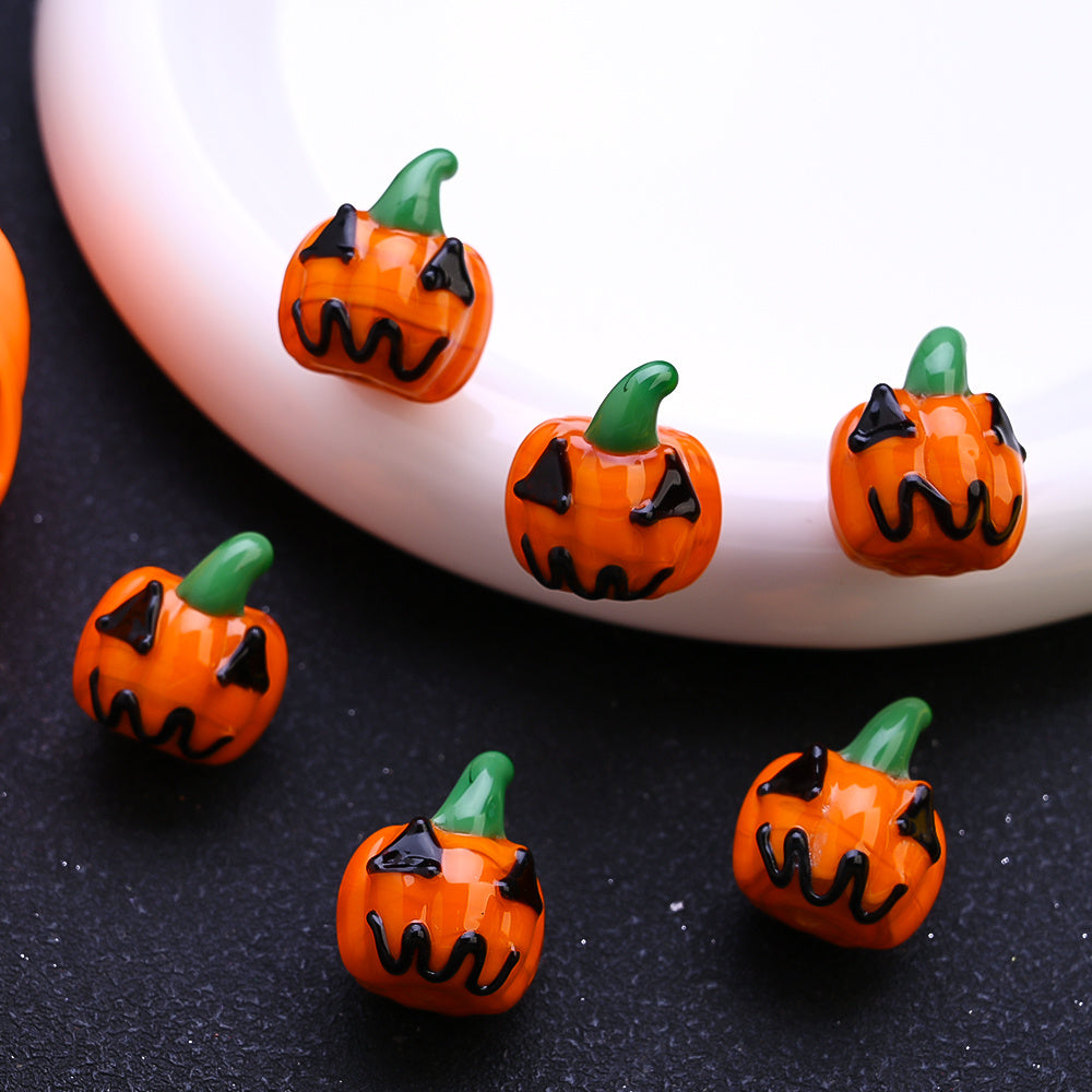 Halloween Glazed Pumpkin Beads