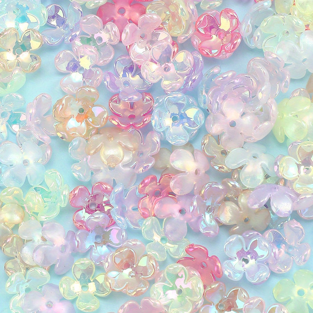 Mixed Color Acrylic Flower Spacer Beads