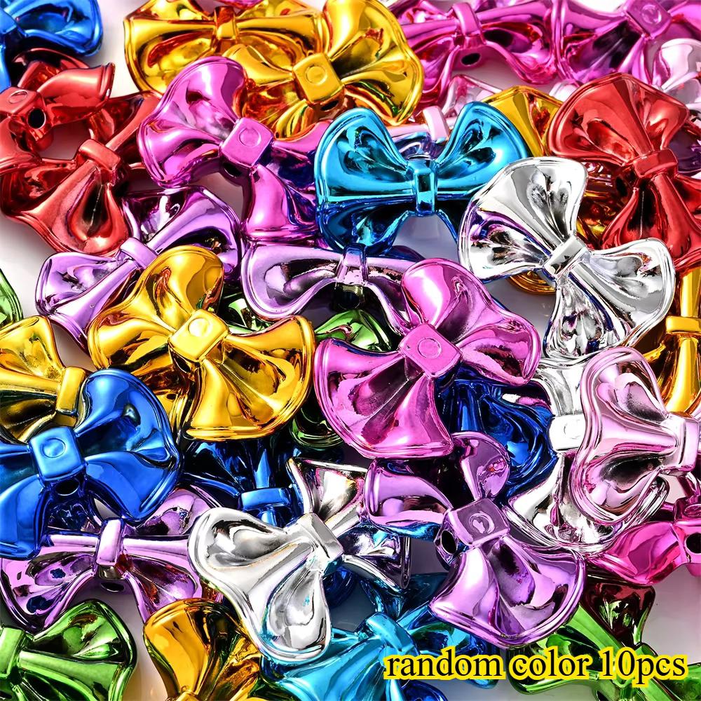 23 × 31mm 3D Christmas Bow Acrylic Spacer Beads, 10pcs