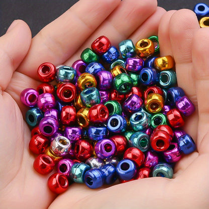 100pcs 5x9mm Shiny Laser Color Acrylic Pony Beads