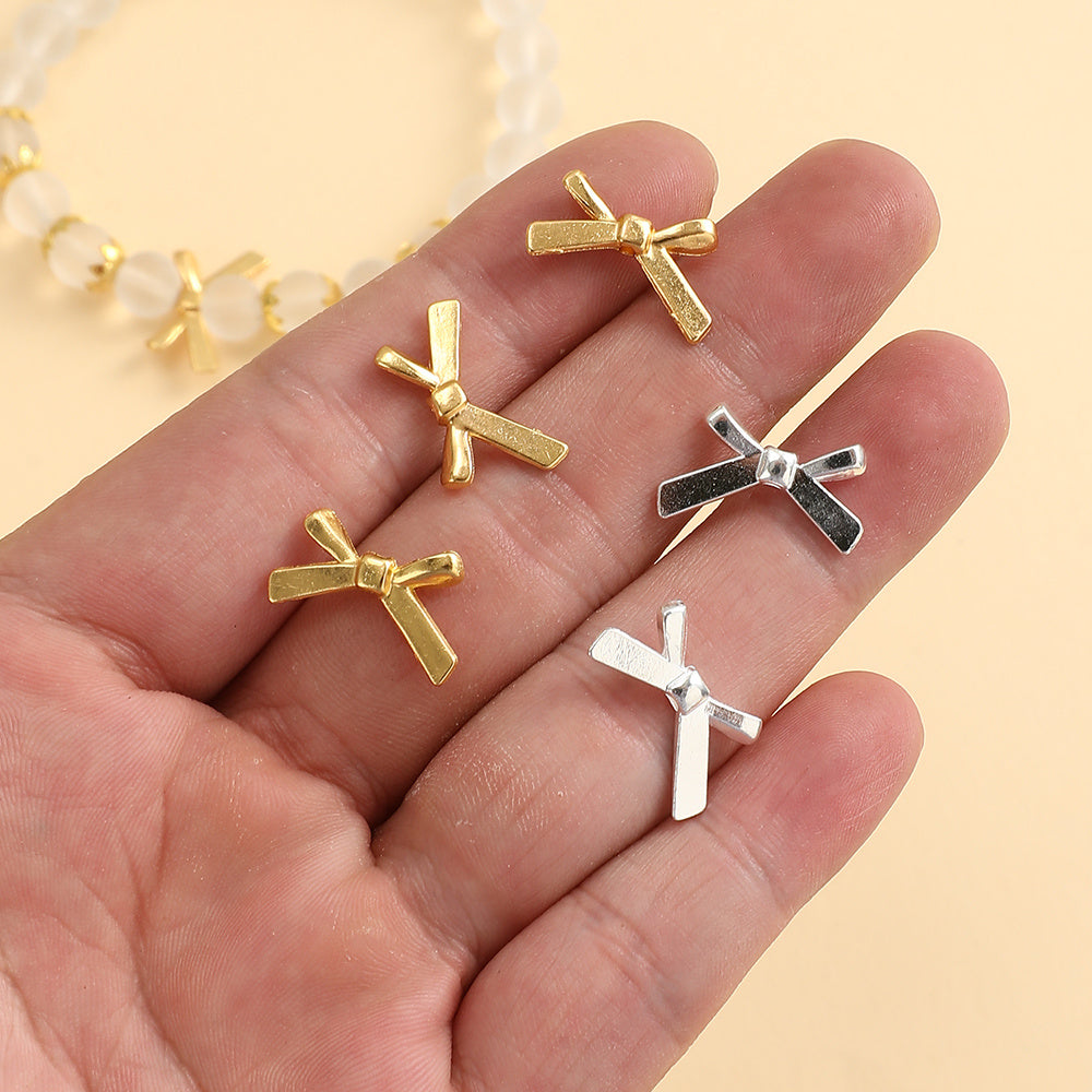 20pcs 12x20mm Bow Alloy Spacer Pendant Beads