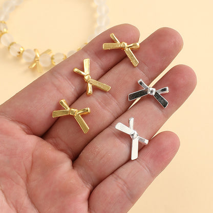 20pcs 12x20mm Bow Alloy Spacer Pendant Beads