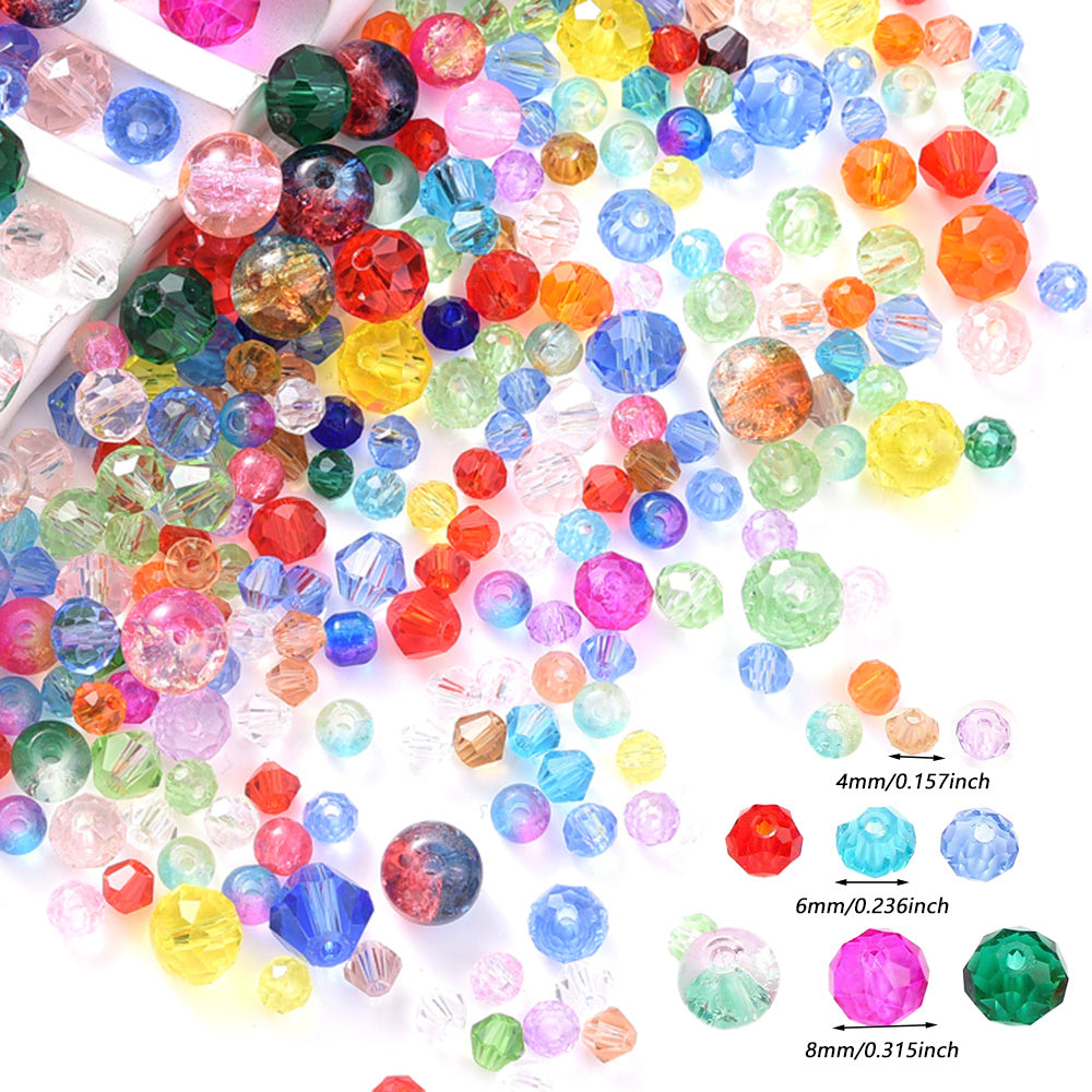 130g 800pcs Gradient Crackle Glass Beads