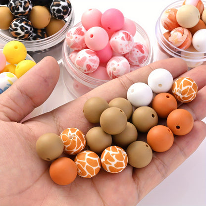 15mm Leopard Butterfly Sunflower Silicone Print Focal Beads