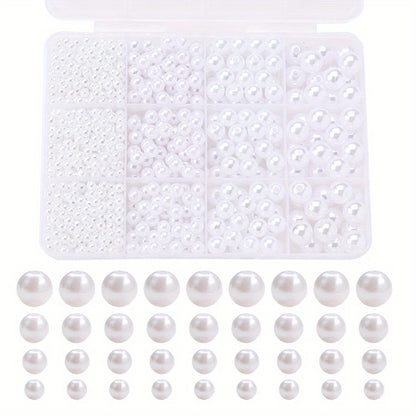 1100pcs 4/6/8/10mm Acrylic Faux Pearl Beads Kit