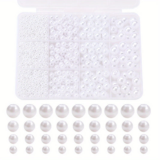 1100pcs 4/6/8/10mm Acrylic Faux Pearl Beads Kit