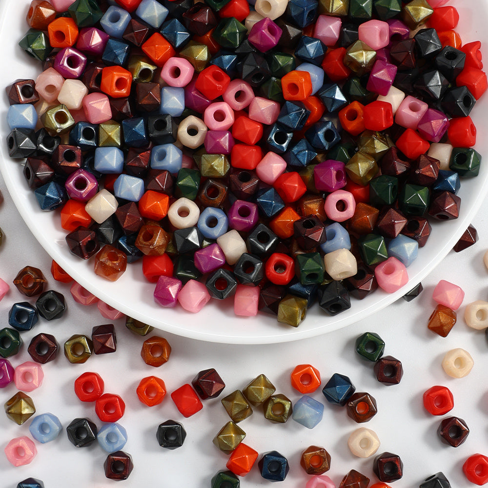 100pcs 8mm Faceted Square Acrylic Beads