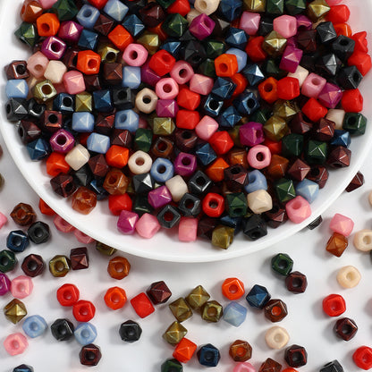 100pcs 8mm Faceted Square Acrylic Beads