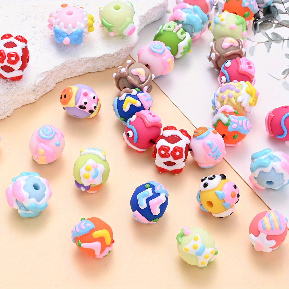10/20/30Pcs Mix Color Matte Hand Drawn Acrylic Beads for Jewelry Making Letter Fish Loose Spacer Beads DIY Handmade Festival Gifts Bracelet Necklace Earrings Spring Summer Jewelry Accessories