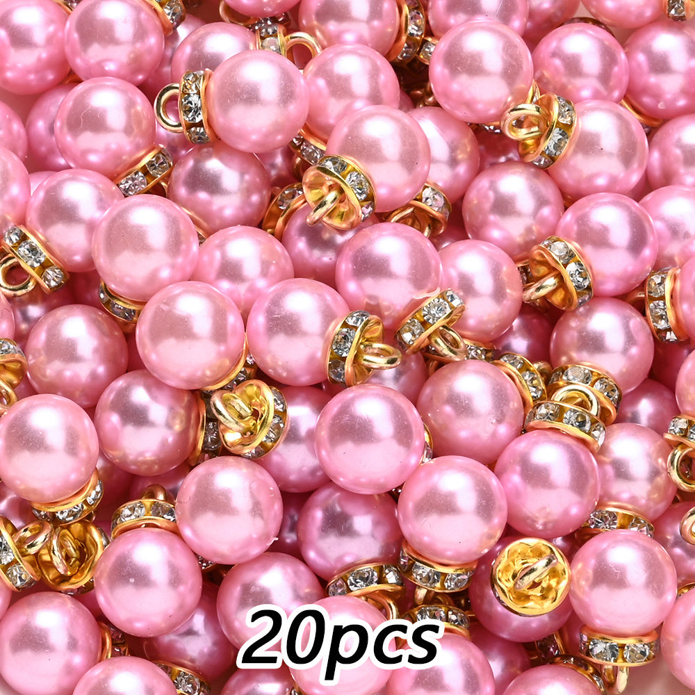 20pcs 10x15mm Multicolor Imitation Pearl Ball Charms