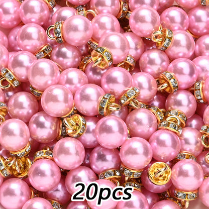 20pcs 10x15mm Multicolor Imitation Pearl Ball Charms
