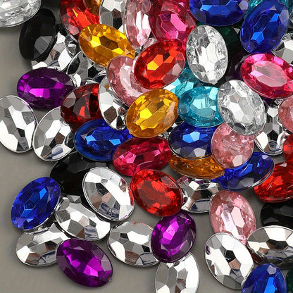 10x14mm Sparkling Oval Acrylic Rhinestone Beads