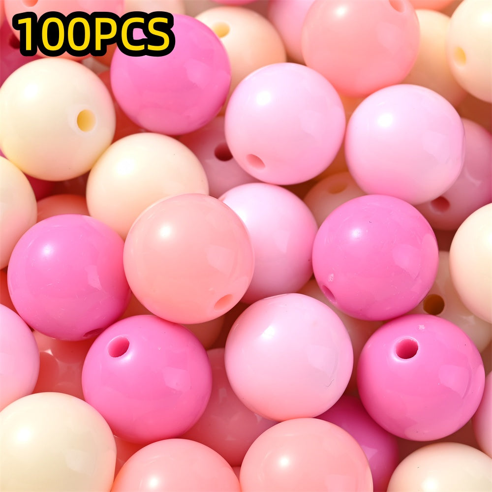 50/100pcs Solid Color Acrylic Round Beads