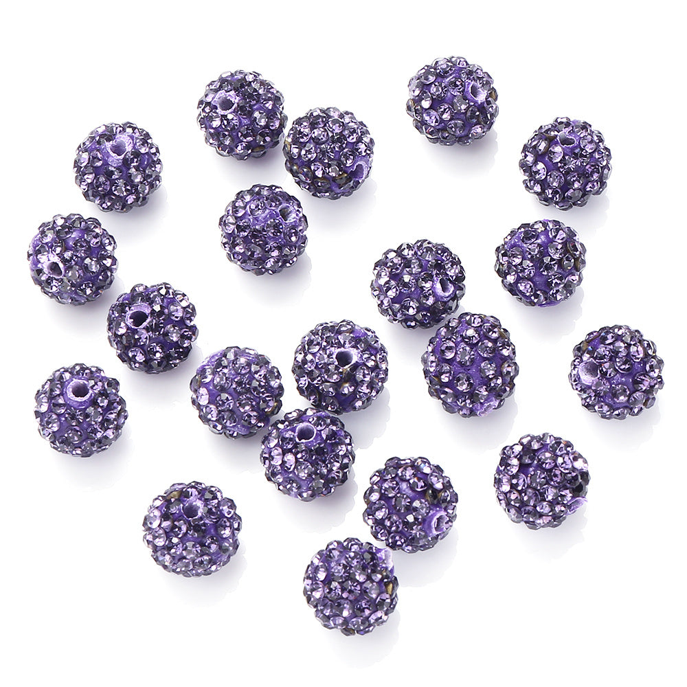 10mm AB Shiny Rhinestone Clay Beads