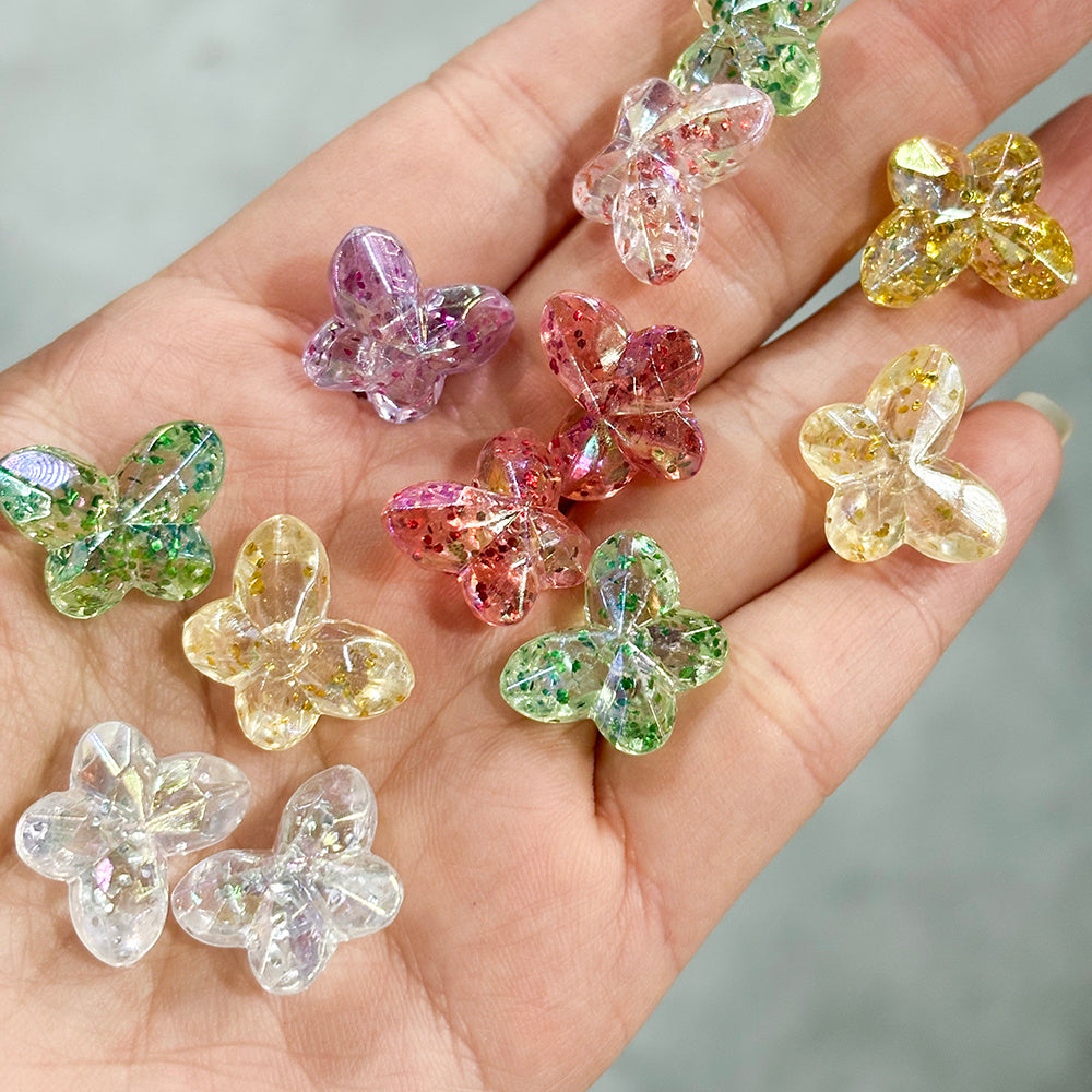 9x14mm AB Glitter Geometric Heart Star Flower Acrylic Beads