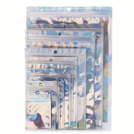50pcs Resealable Metallic Foil Laser Packaging Bags