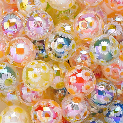 16mm Daisy Flower Acrylic Round Beads