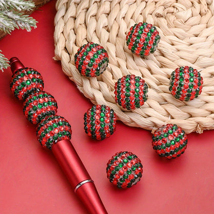 20mm Christmas Rhinestone Resin Ball Beads