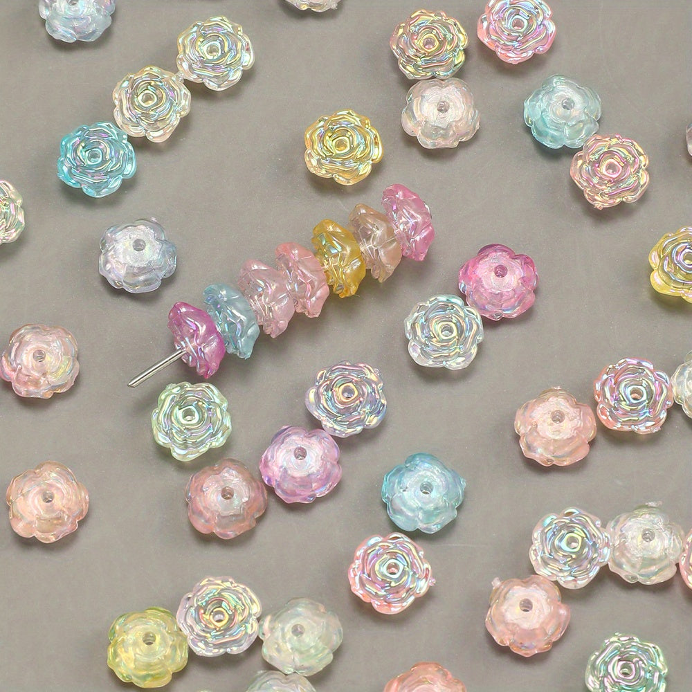 8mm UV Glow Acrylic Rose Flower Beads
