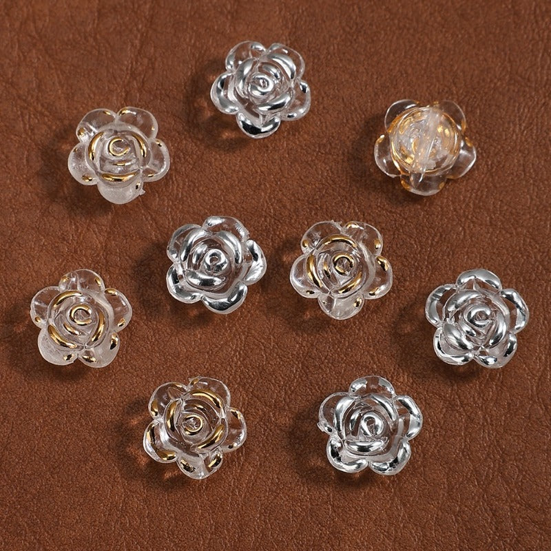 100pcs 12mm Clear Rose Acrylic Beads