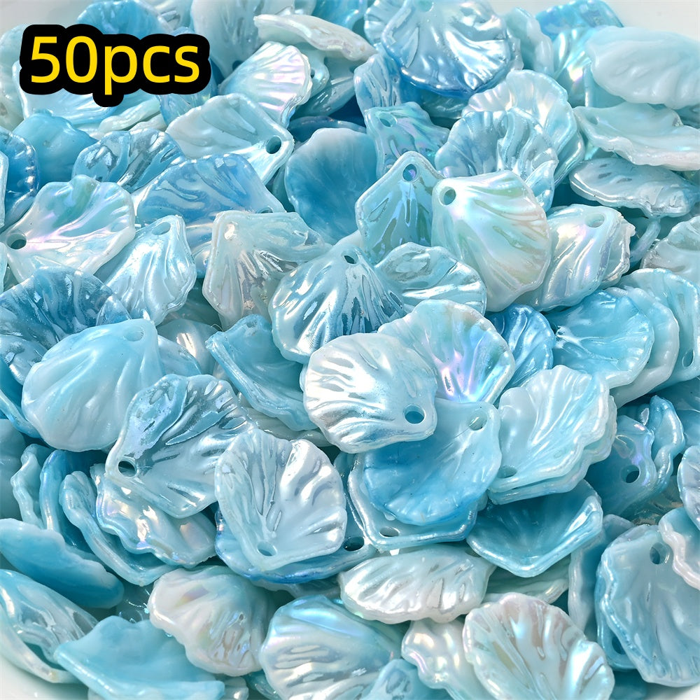 50pcs 15x17mm Acrylic Shell & Leaf Beads