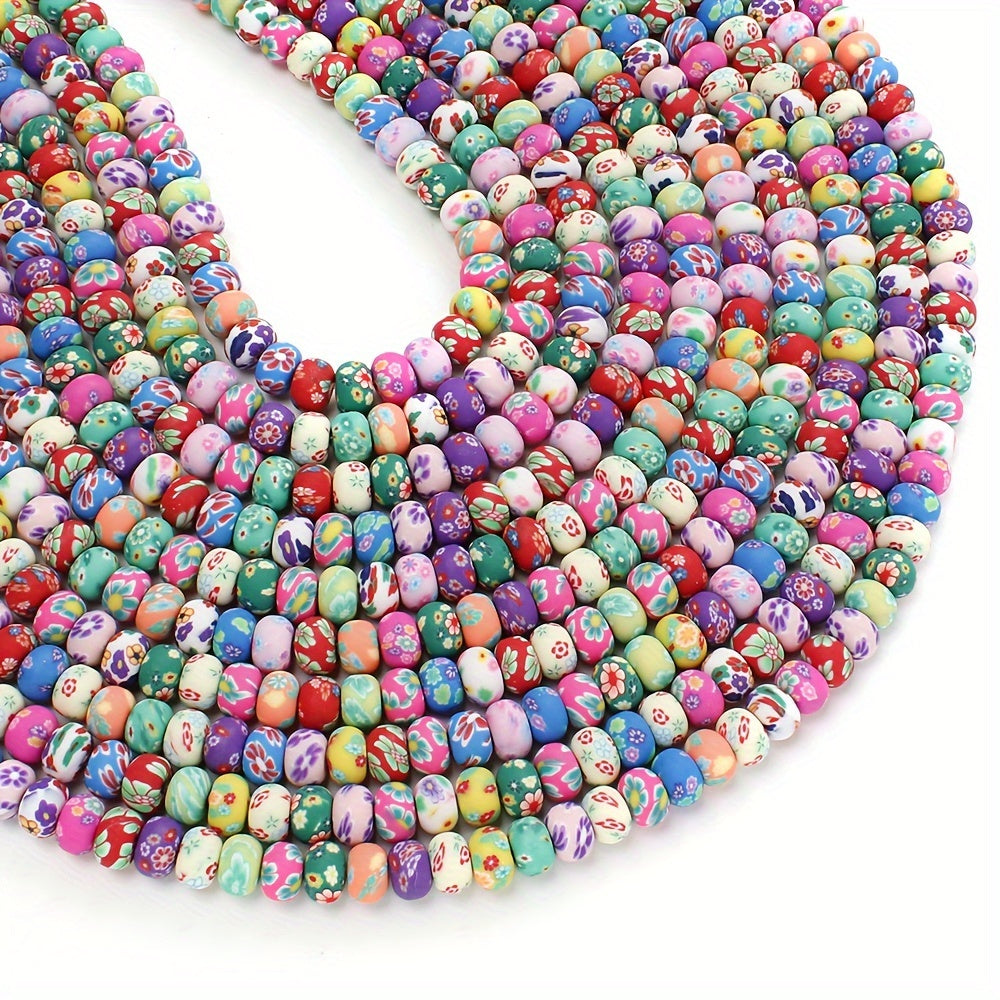 60/110pcs Flower Print Clay Beads