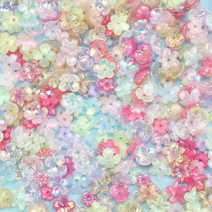Mixed Color Acrylic Flower Spacer Beads