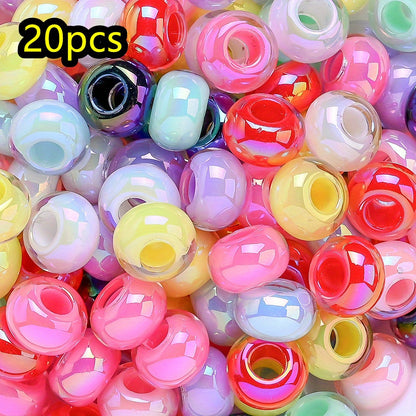20pcs UV Plated Big Hole Acrylic Pony Beads