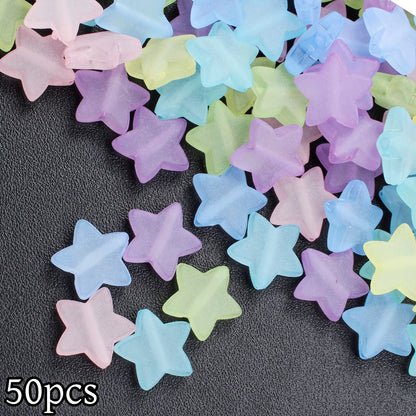 50pcs 15mm Frosted Star Acrylic Beads