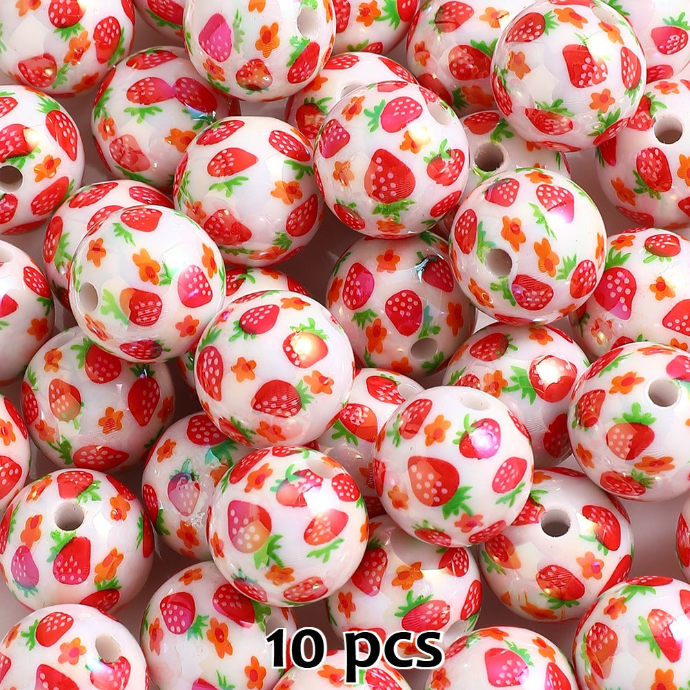 16mm Strawberry Resin Glossy Beads