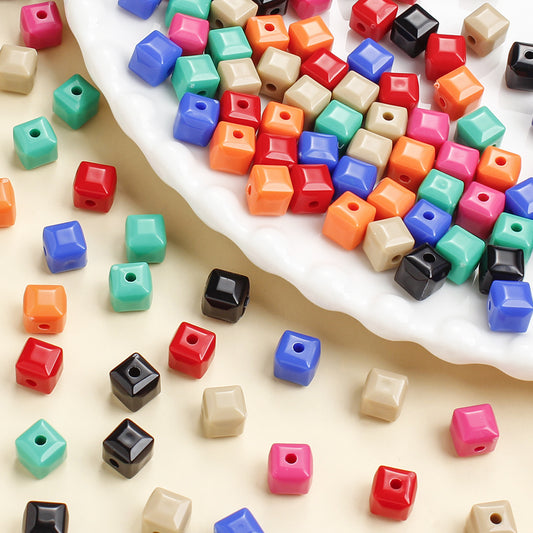 100pcs Colorful Square Cube Spacer Beads