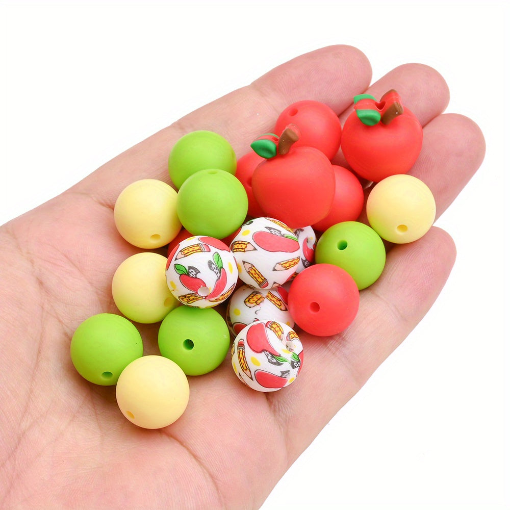 25pcs/set Fruit Theme Silicone Focal Beads