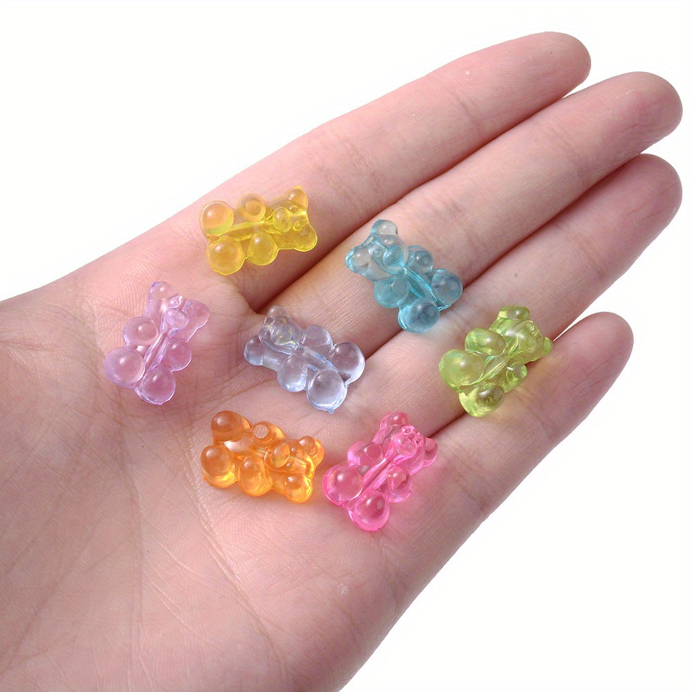 200pcs 11x16mm Transparent Mix Color Bear Acrylic Beads