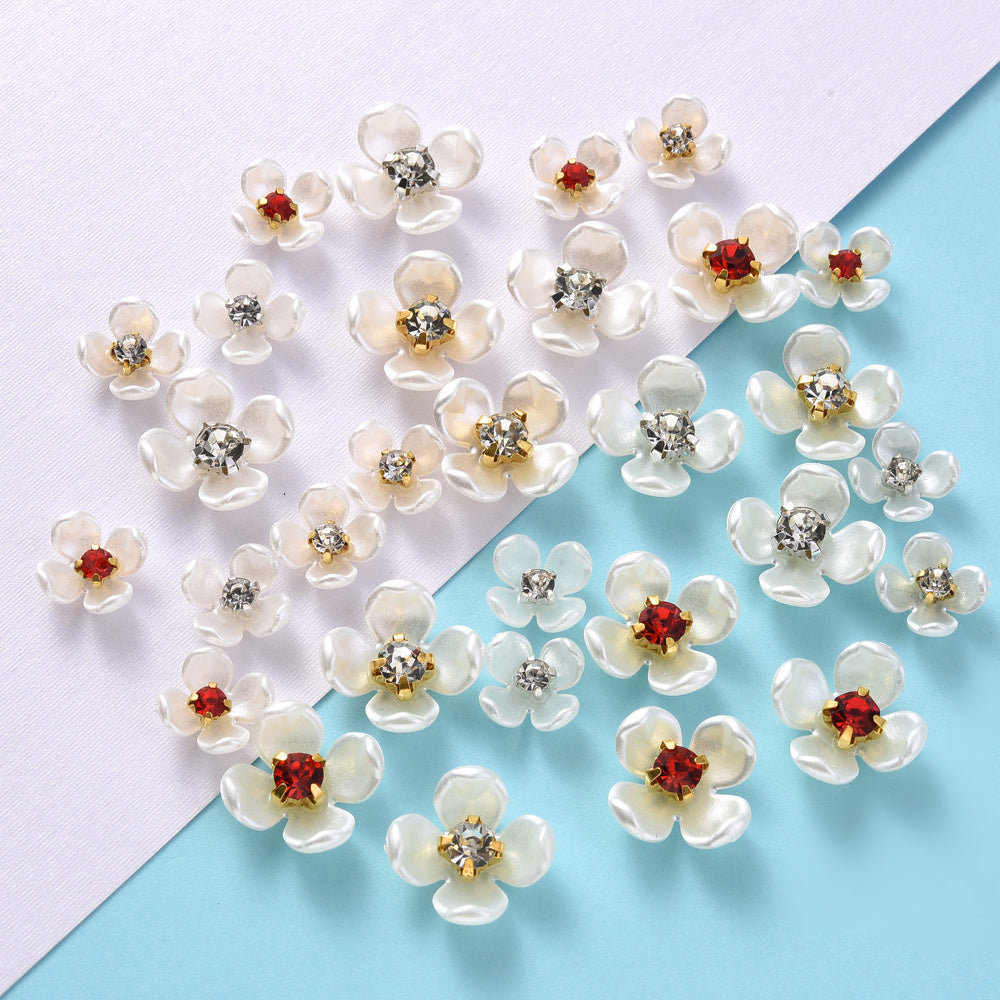 30pcs Flatback Petal Rhinestone Flower Beads