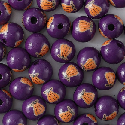 Halloween Wooden Round Beads