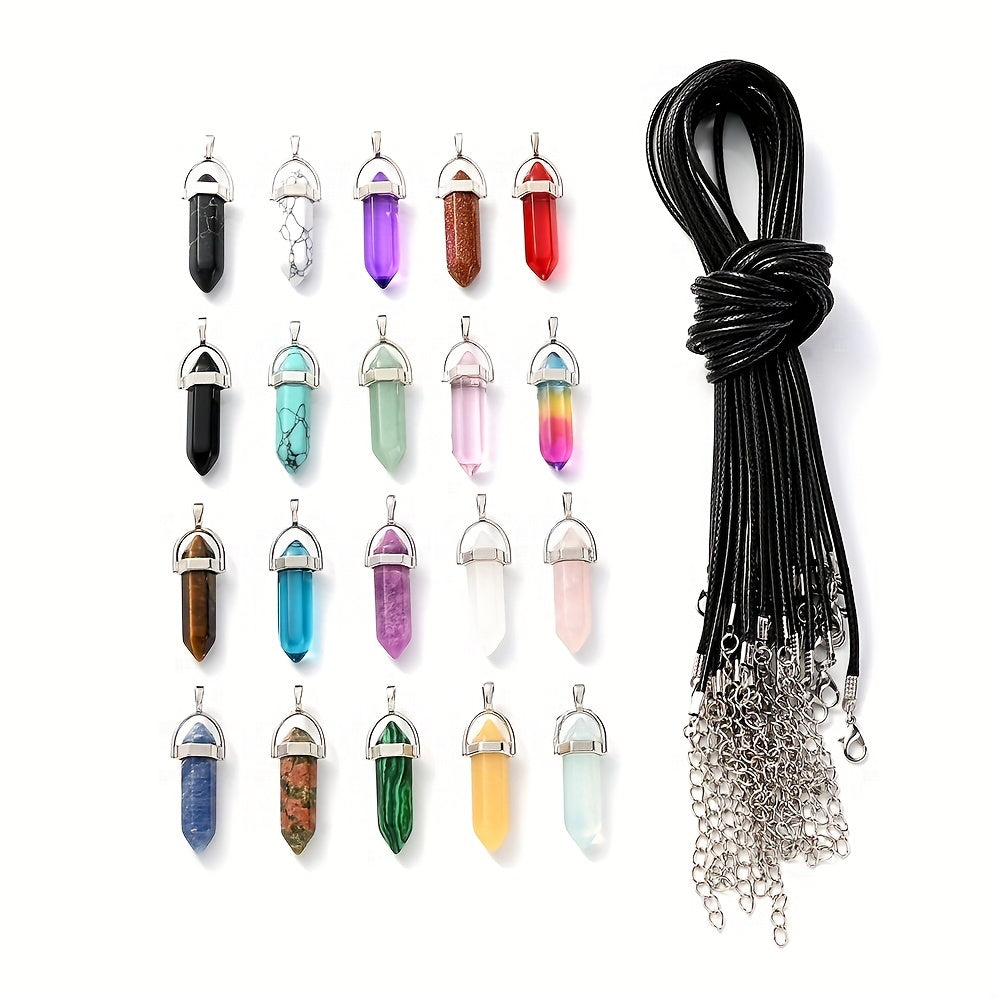 Natural Stone Pendant Necklace Set