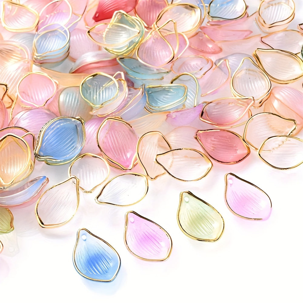 50pcs 15x22mm Multicolor Flower Petal Beads