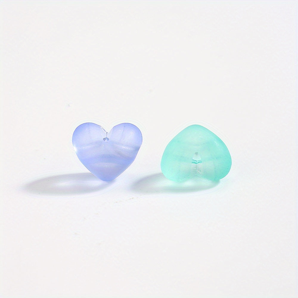 30pcs Mixed Color Heart Acrylic Matte Beads