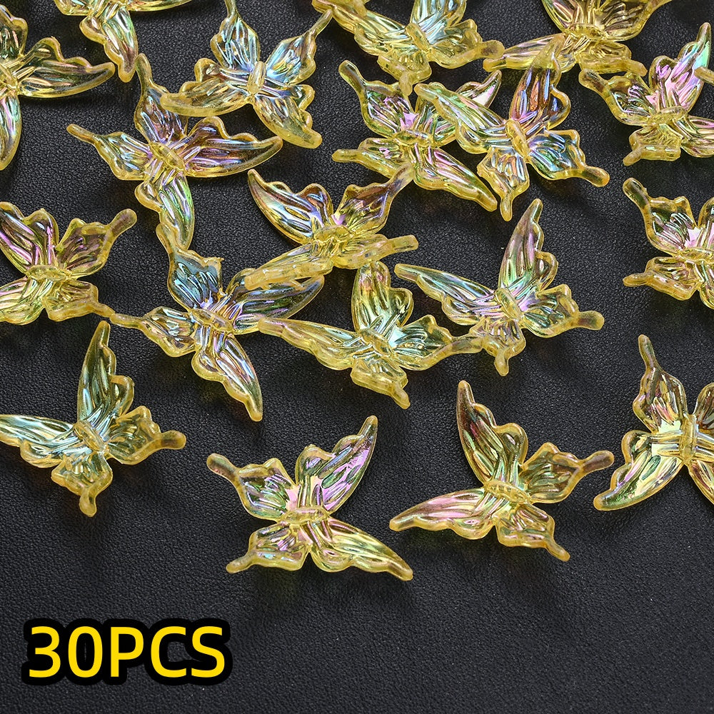 30pcs/set 25mm Transparent Butterfly Acrylic Beads