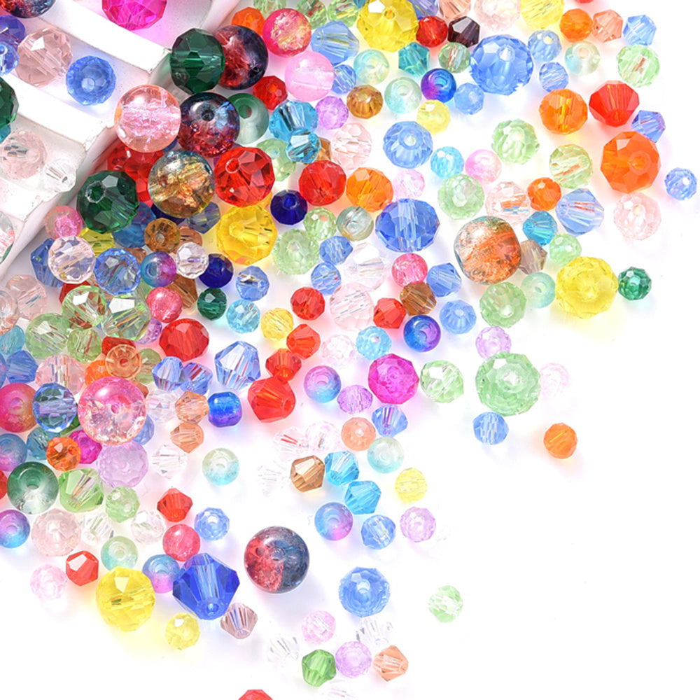 130g 800pcs Gradient Crackle Glass Beads